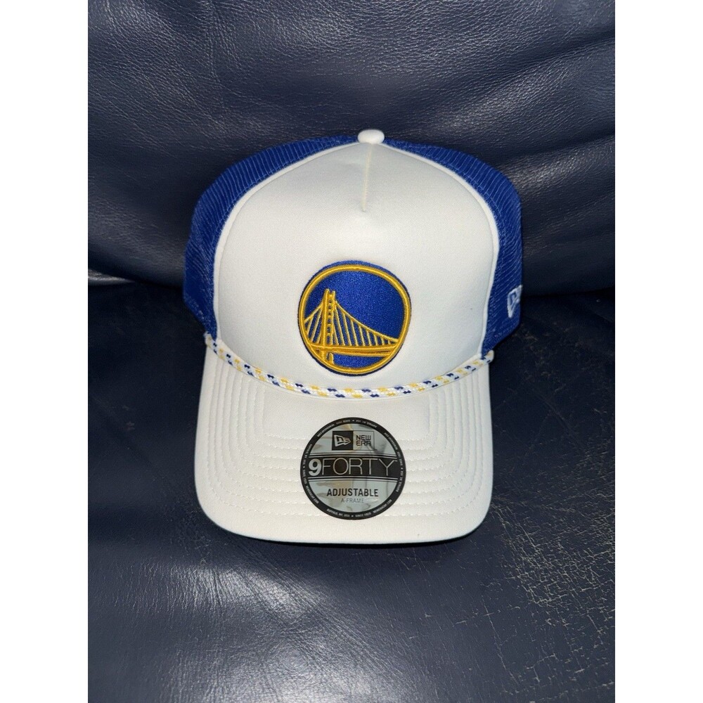 New Era 9FORTY Golden State Warriors NBA A-Frame Trucker Hat Cap White Blue NWT